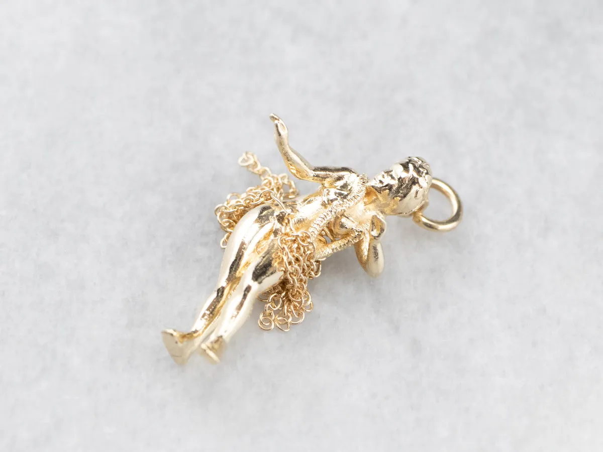 14K Gold Hula Girl Hawaiian Charm