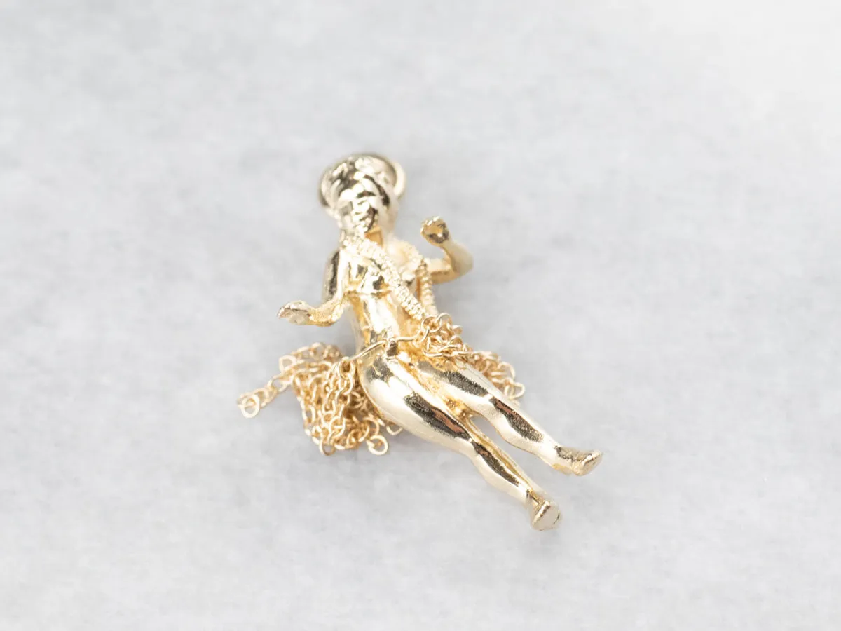 14K Gold Hula Girl Hawaiian Charm