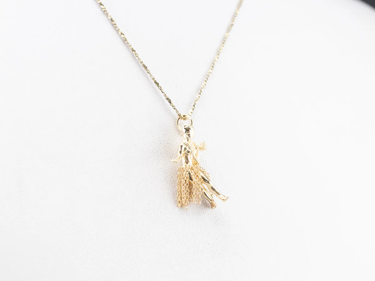 14K Gold Hula Girl Hawaiian Charm