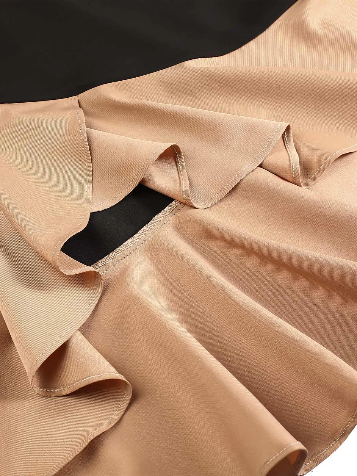 1930s Contrast Bow Tie Ruffle Hem Mermaid Dress