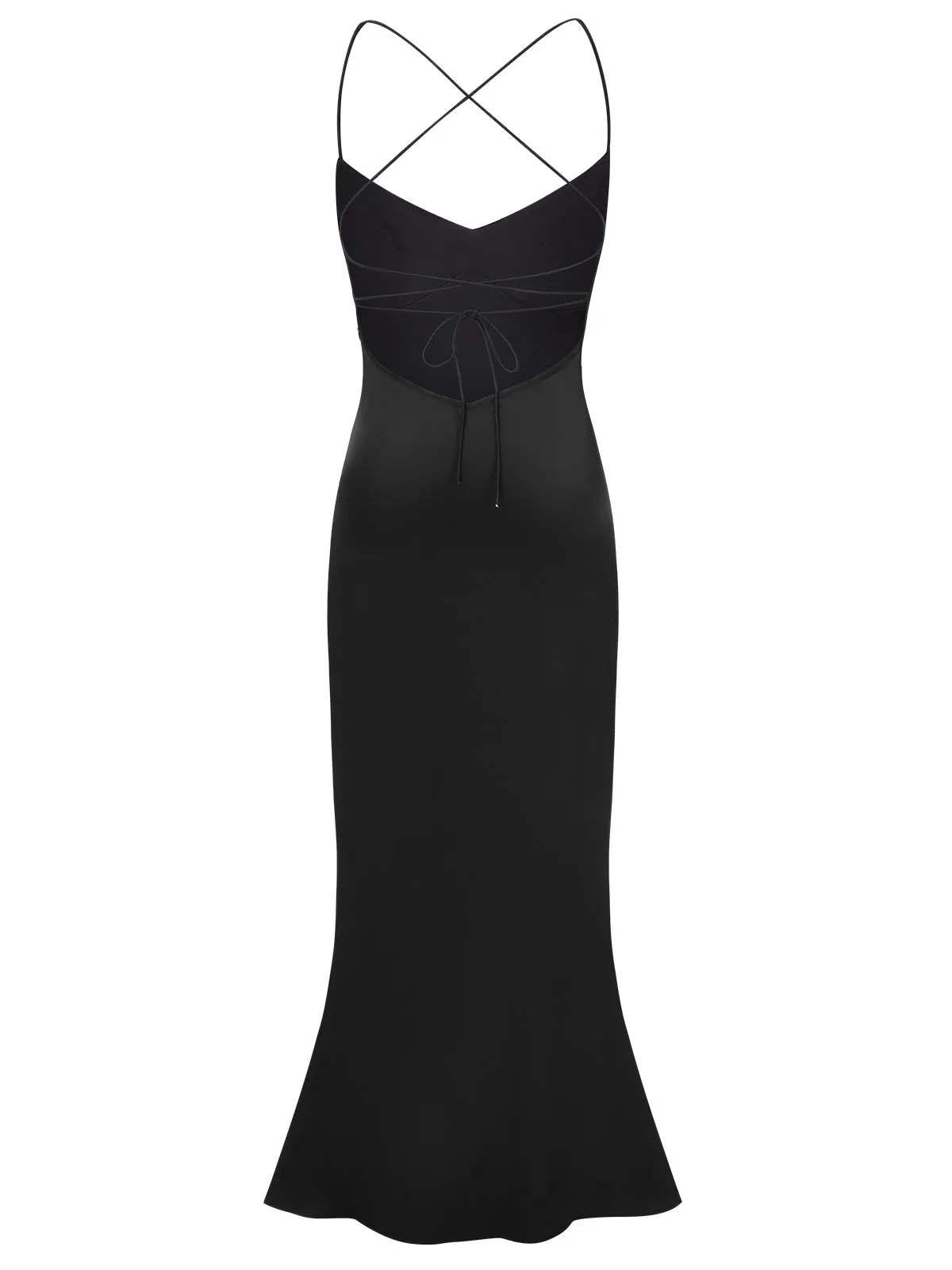 1930s Solid Back Cross Straps Mermaid Dress