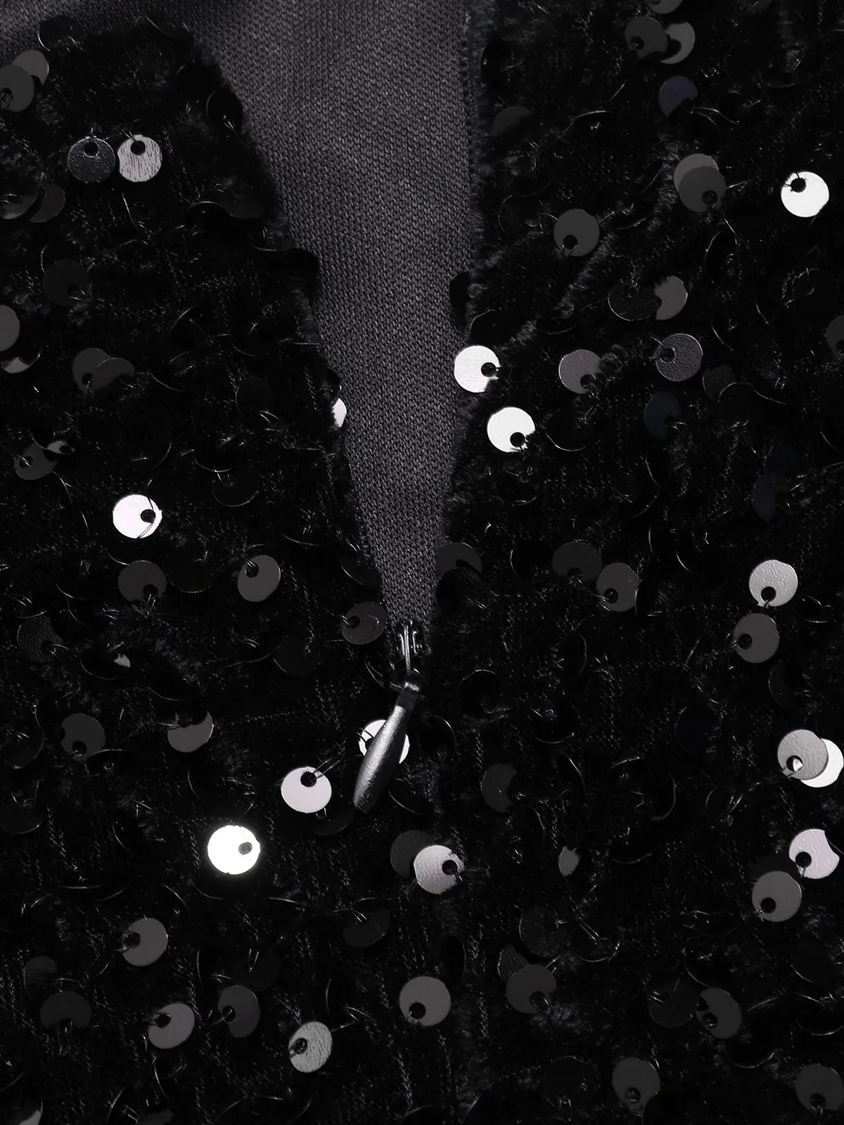 1930s V-Neck Suspender Sequined Fishtail Dress