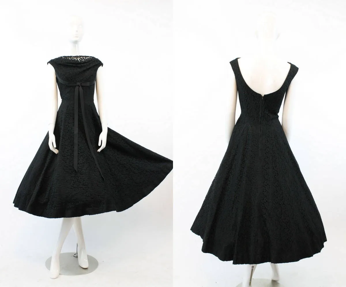 1950s Jonny Herbert  lace dress full skirt cocktail dress xs | new fall