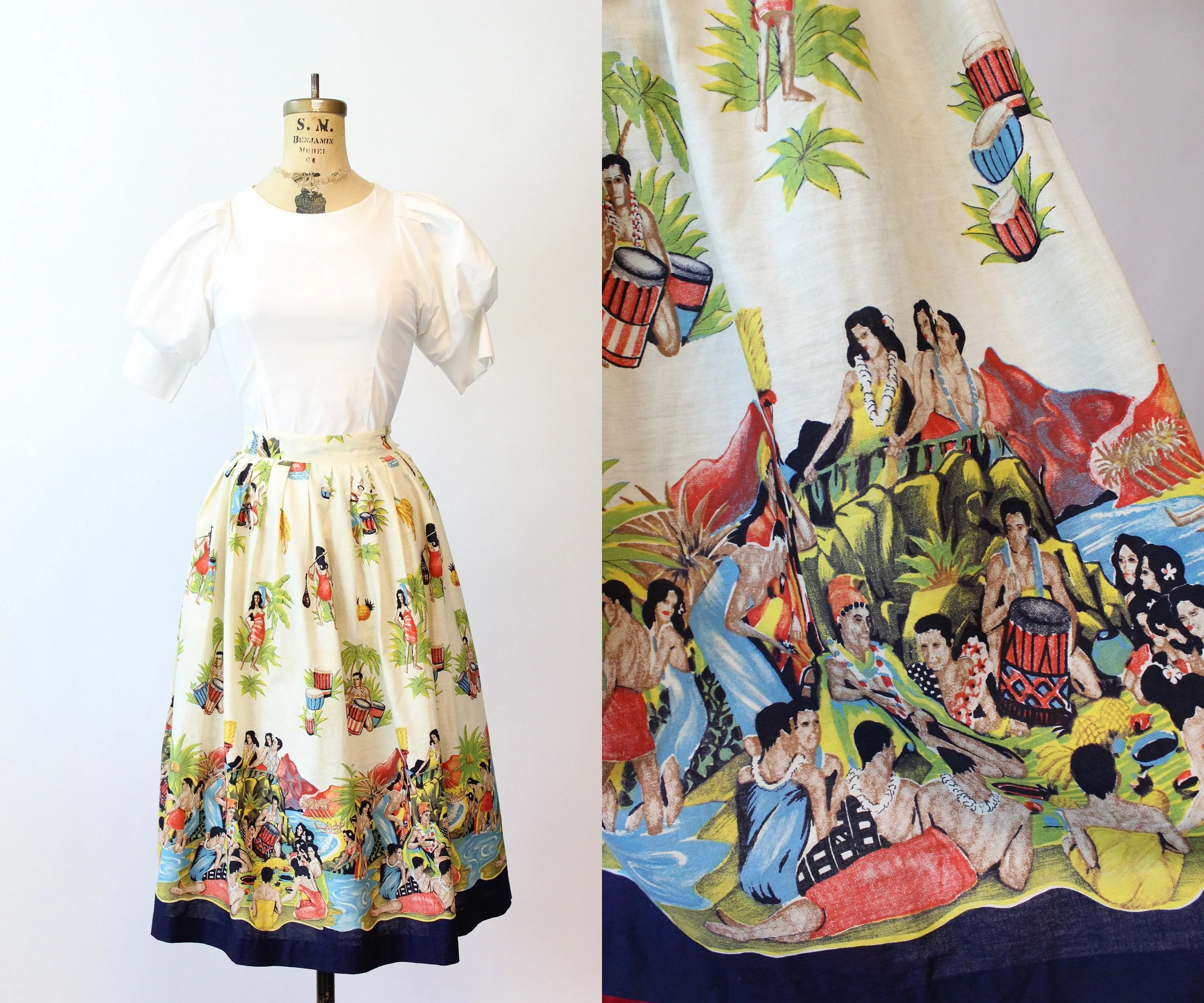 1950s NATIVE HAWAIIAN novelty print skirt medium | new spring summer