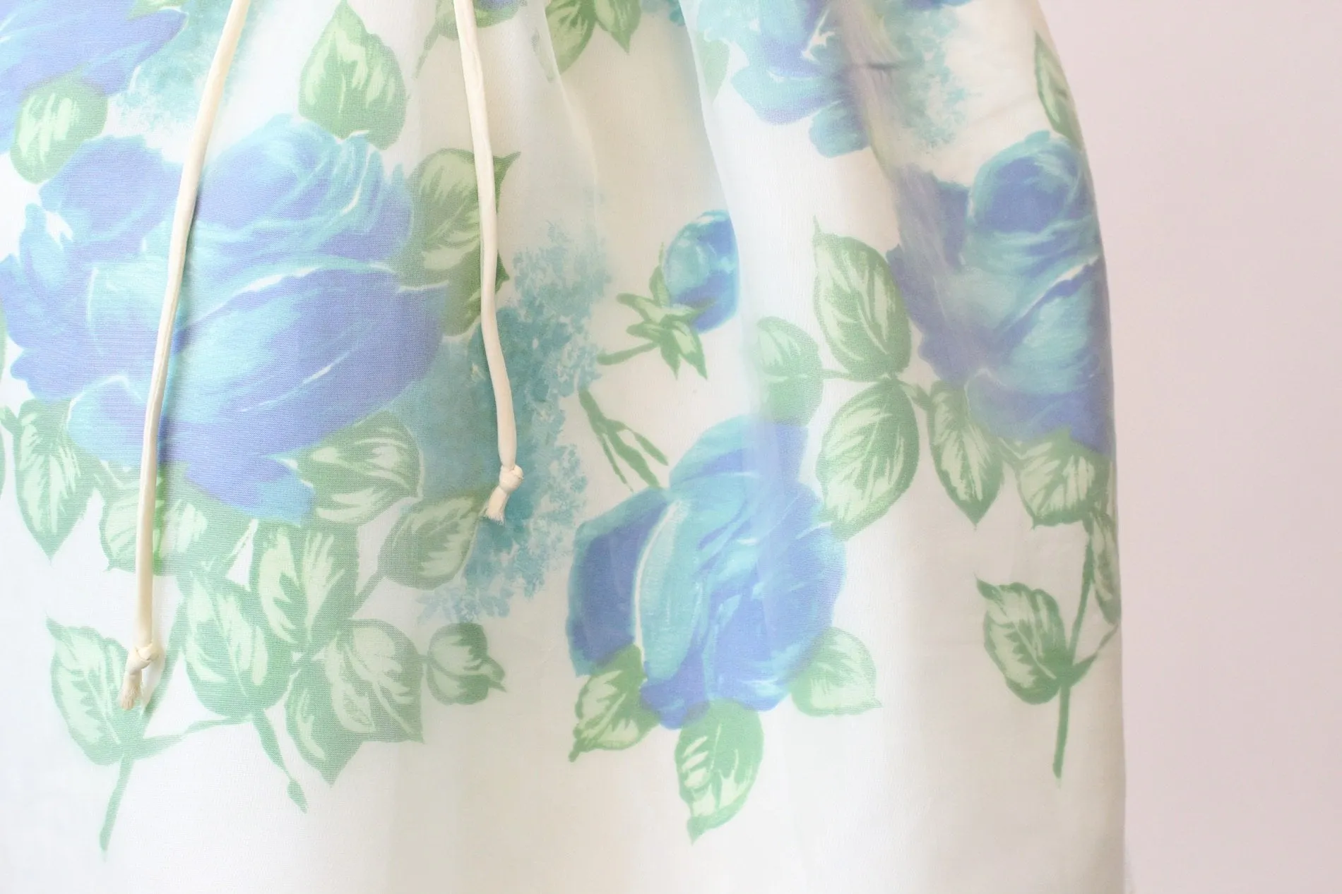 1950s ORGANZA blue roses dress xs | new spring