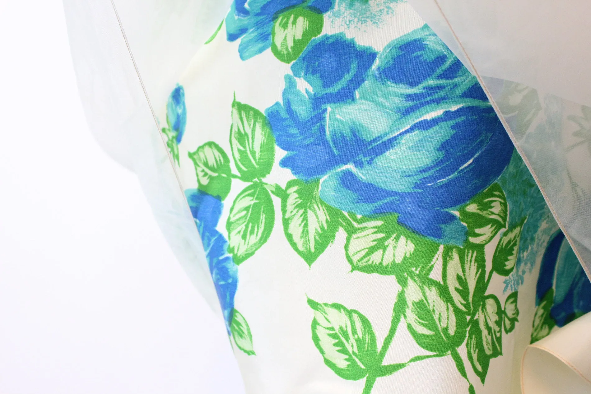 1950s ORGANZA blue roses dress xs | new spring