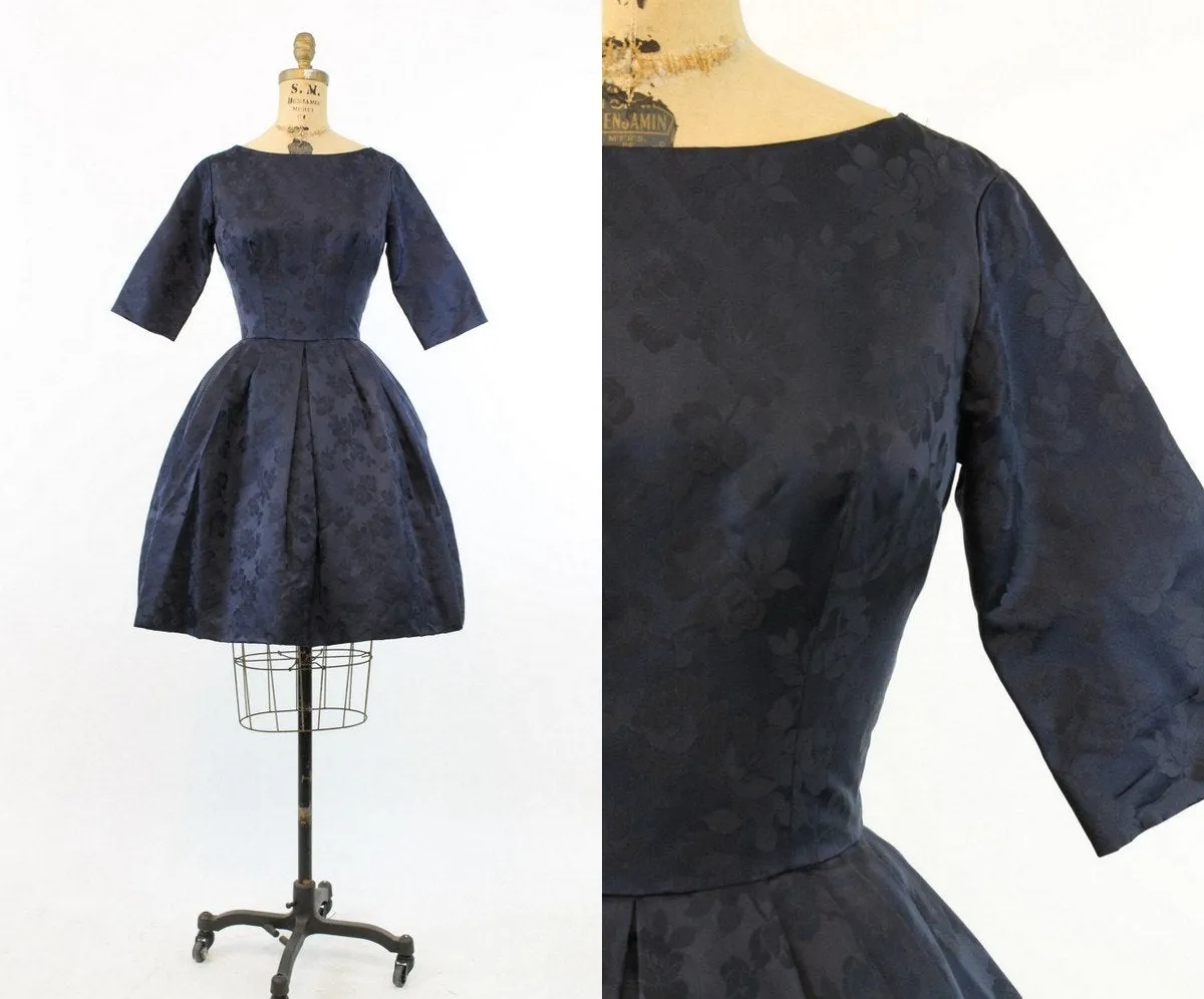 1950s rose floral brocade dress small | new fall