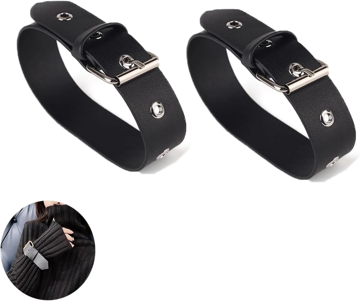 2 Pack Kilt Extender Straps Adjustable Leather Band Cuff Belt Buckle Fastener Replacement for Coat Sleeve Dress Jacket Shoes Leg Thigh Garter