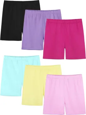 6 Pack Girls Bike Shorts Cartwheel Toddler Biker Under Dress Dance Multi-Color Kids Shorts Girls Clothes