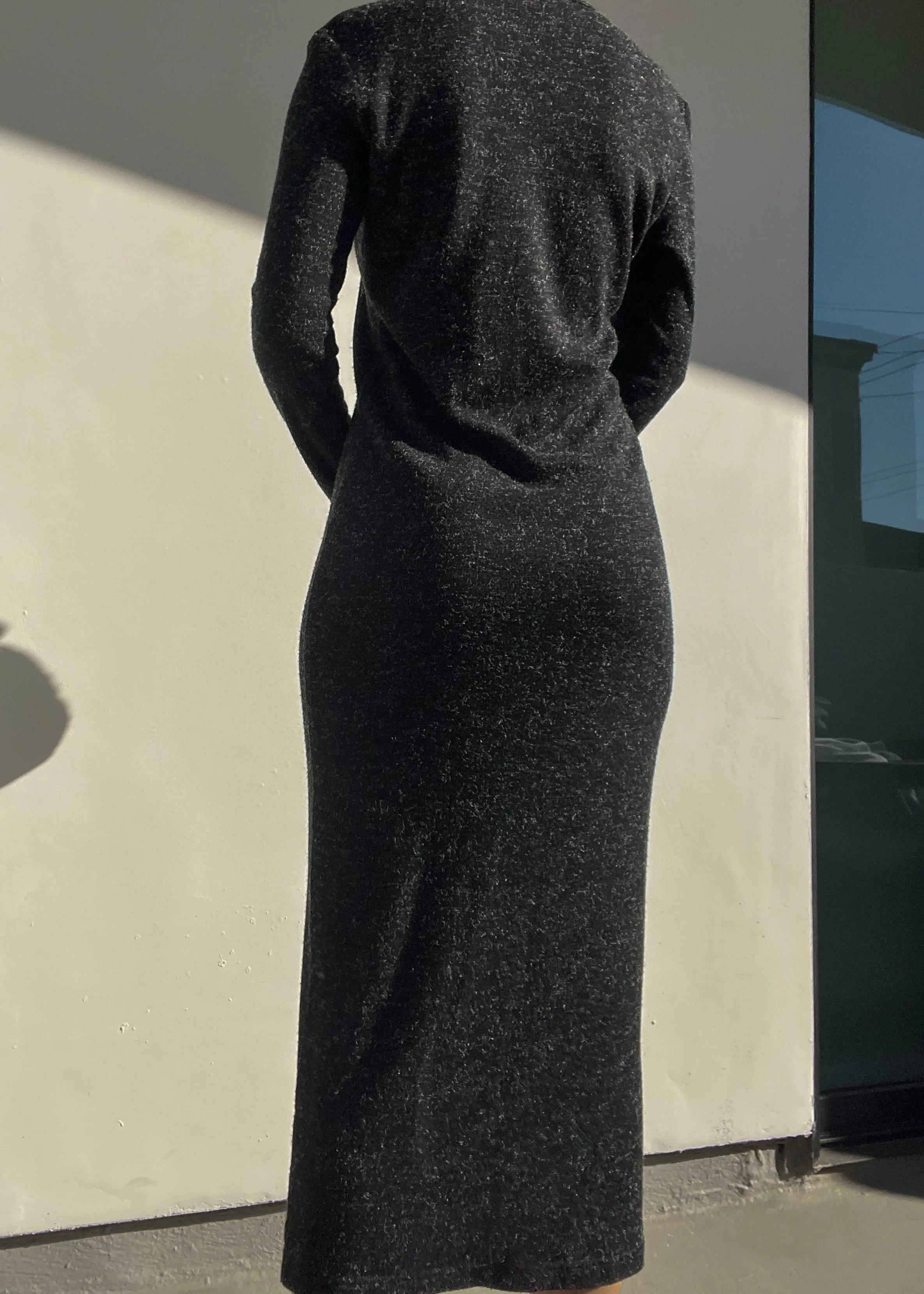 90’s Black Knit Midi Dress (M)