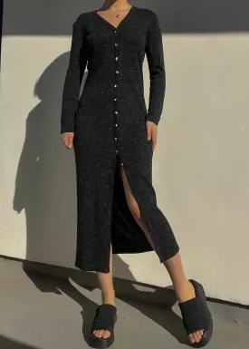 90’s Black Knit Midi Dress (M)