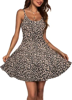 ACEVOG Women's 2025 Summer Dress Adjustable Spaghetti Strap Boho Floral Fit & Flare Beach Sundress