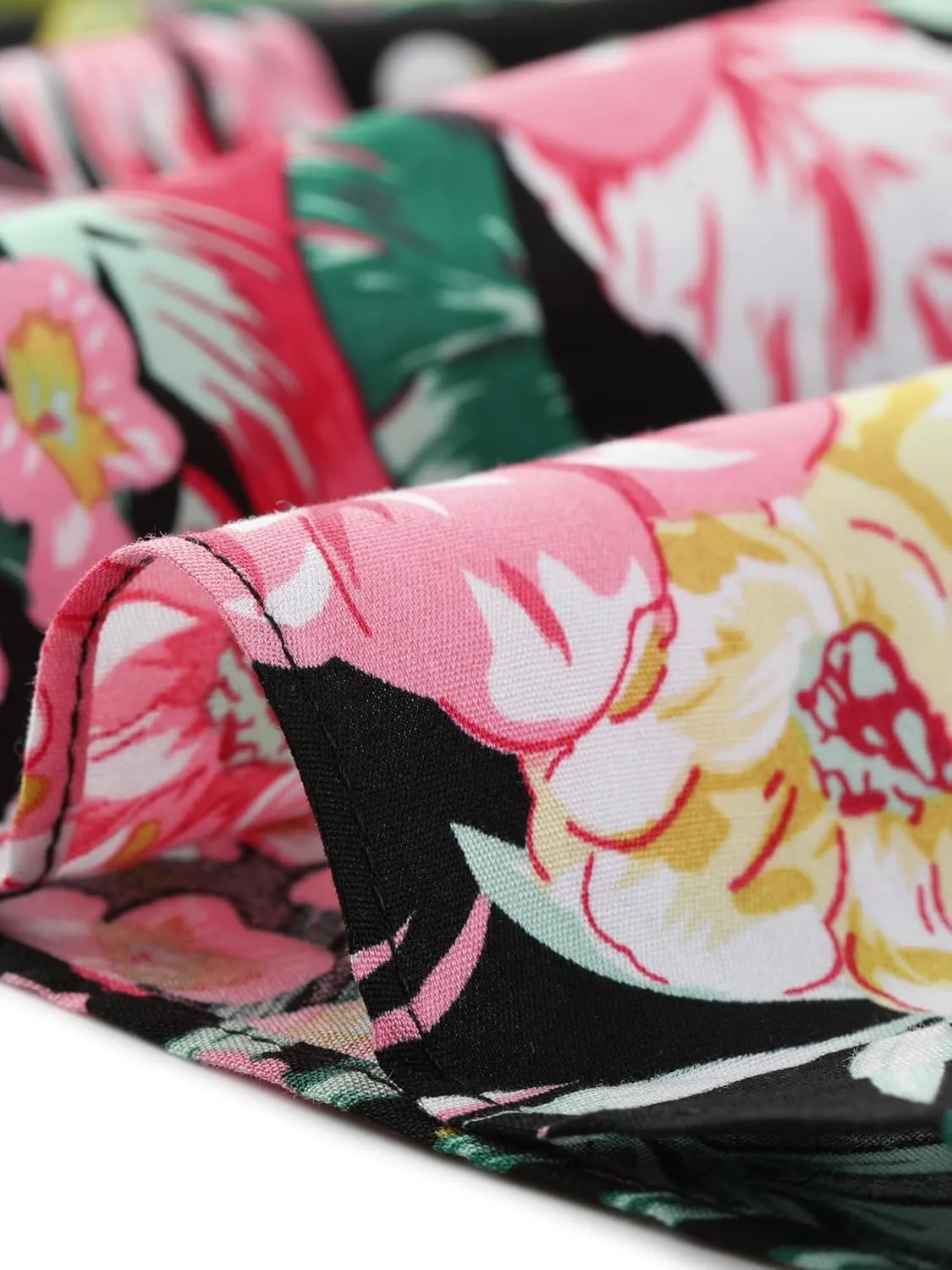 Allegra K Women's Tropical Floral Print Ruffle Self Tie Knot Split Beach Hawaiian Wrap Skirt