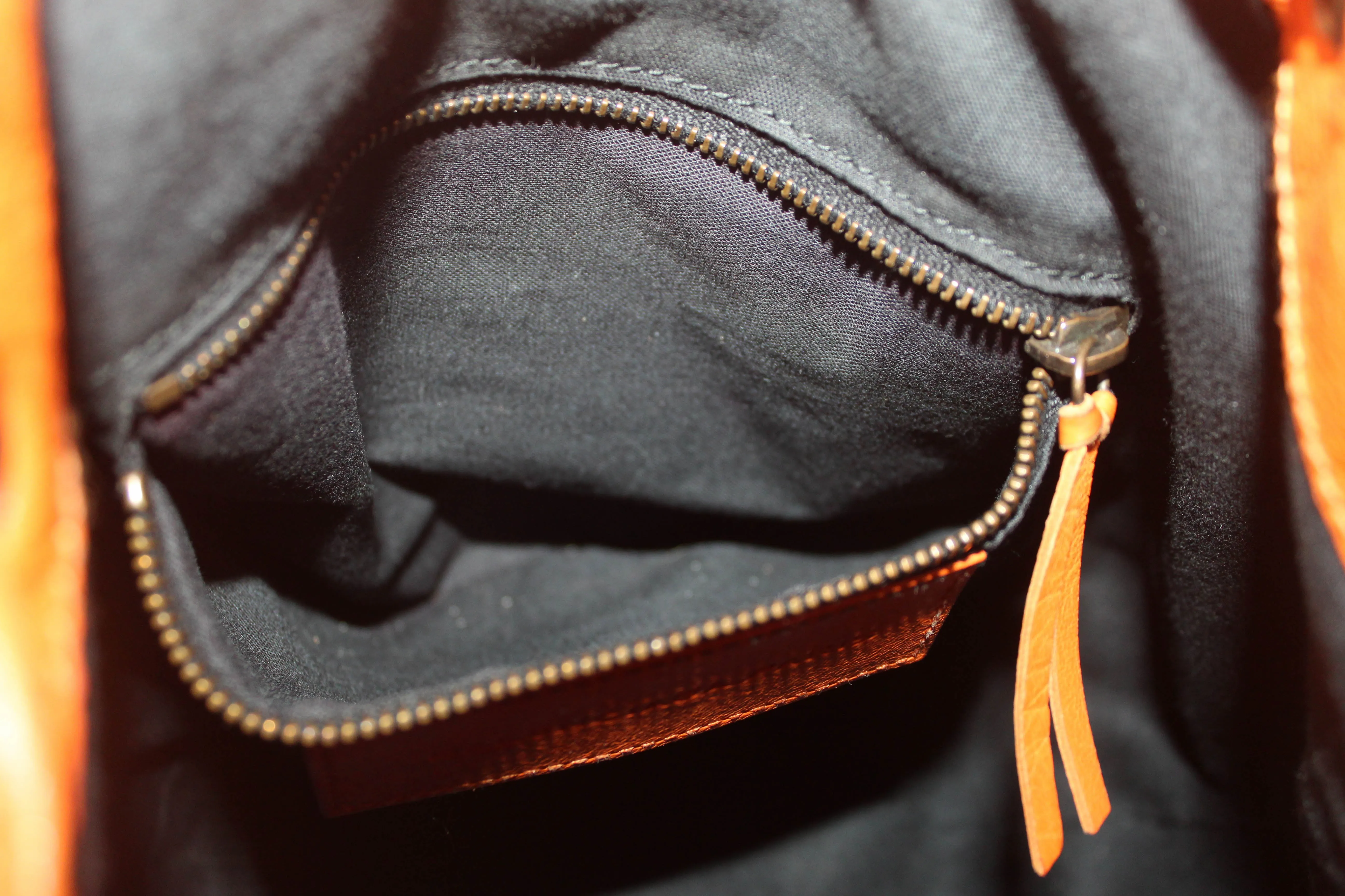 Authentic Balenciaga Orange Lambskin Leather Mini Pompon Bucket Crossbody