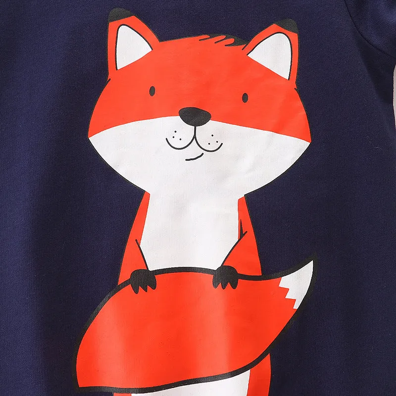 Baby Boy Cartoon Fox Print Pattern Western Style Hoodie by MyKids-USA™