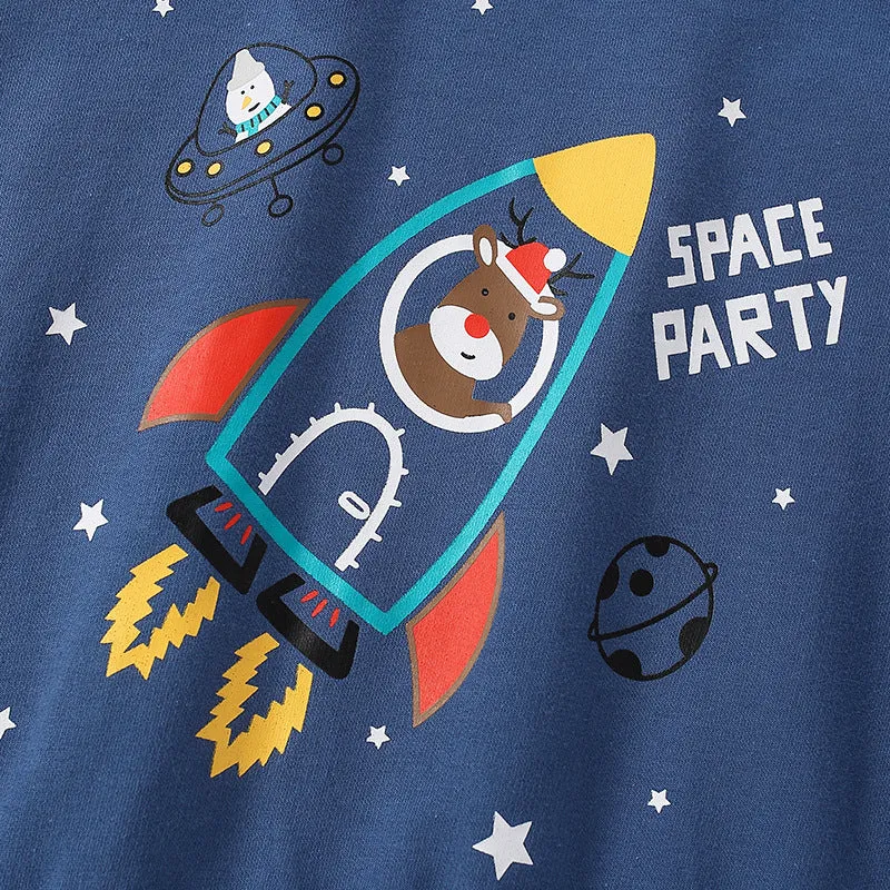 Baby Boy Cartoon Planet Pattern Round Collar Cotton Hoodie by MyKids-USA™