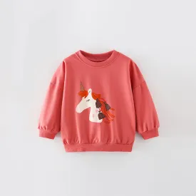 Baby Girl Cartoon Print Pattern Solid Color Terry Hoodie by MyKids-USA™