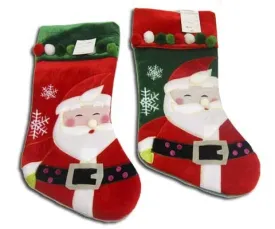 Bas de Noël en velours avec pompon