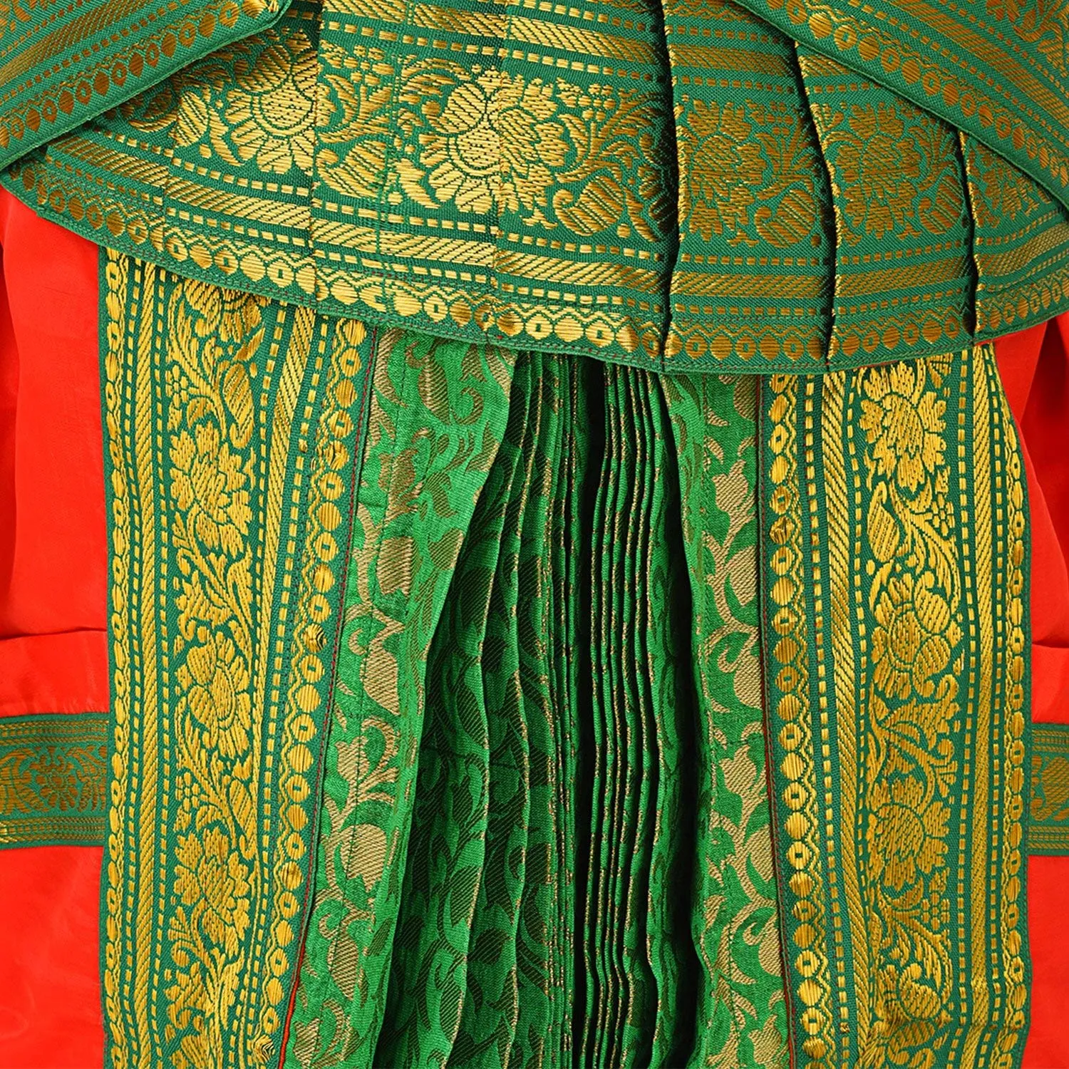 Bharatnatyam saree Red and Green for Fancy Dress/Costume Competitions/School Events/Annual Functions