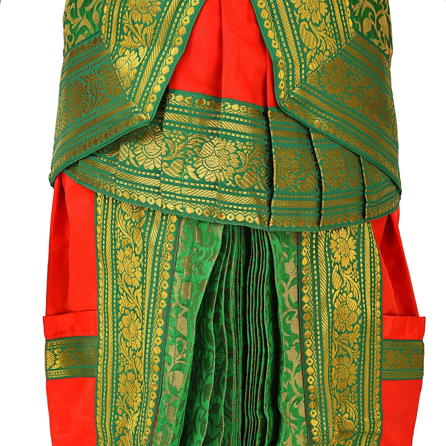 Bharatnatyam saree Red and Green for Fancy Dress/Costume Competitions/School Events/Annual Functions