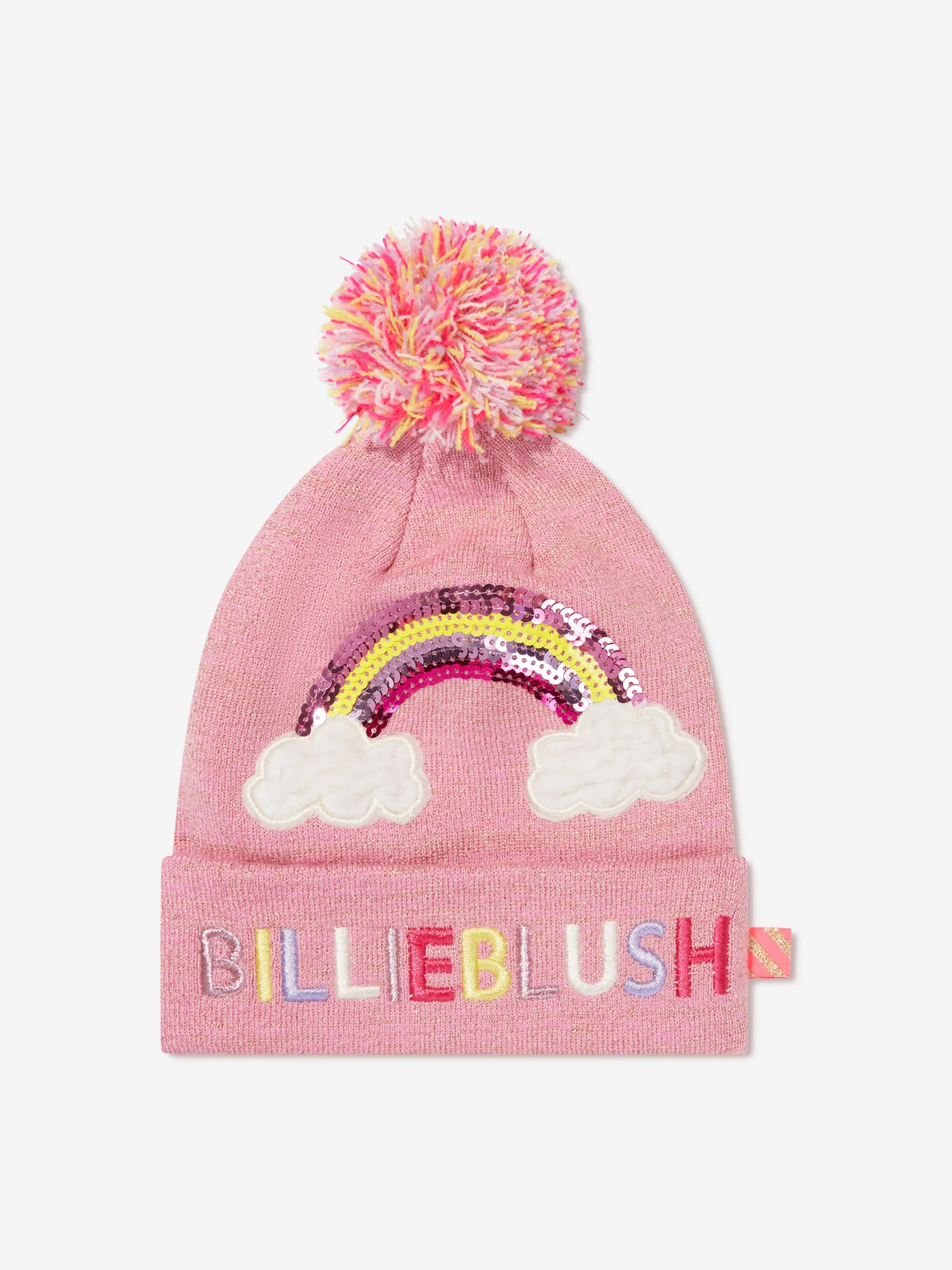 Billieblush Girls Rainbow Bobble Hat in Pink
