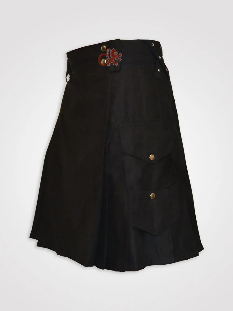 Black Pant Style Pockets Mocker Kilt