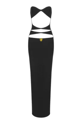 BLACK TRIANGLE CUT-OUT MAXI DRESS