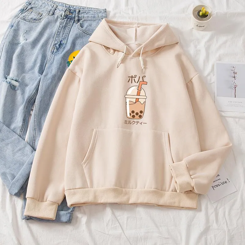 Boba Milk Tea Soft Hoodie Front Print