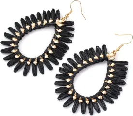 Boho Raffia Teardrop Earrings for Women - Handmake Statement Raffia Dangle Earrings, Summer Beach Vacation Jewelry