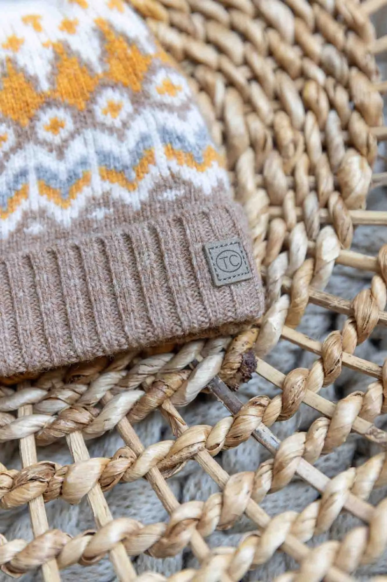 Bonnet - Camel laine et jacquard