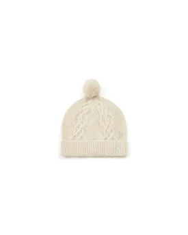 Bonnet Fille À Pompon En Tricot Cable