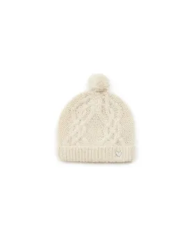 Bonnet Pompon Beige Bébé En Maille