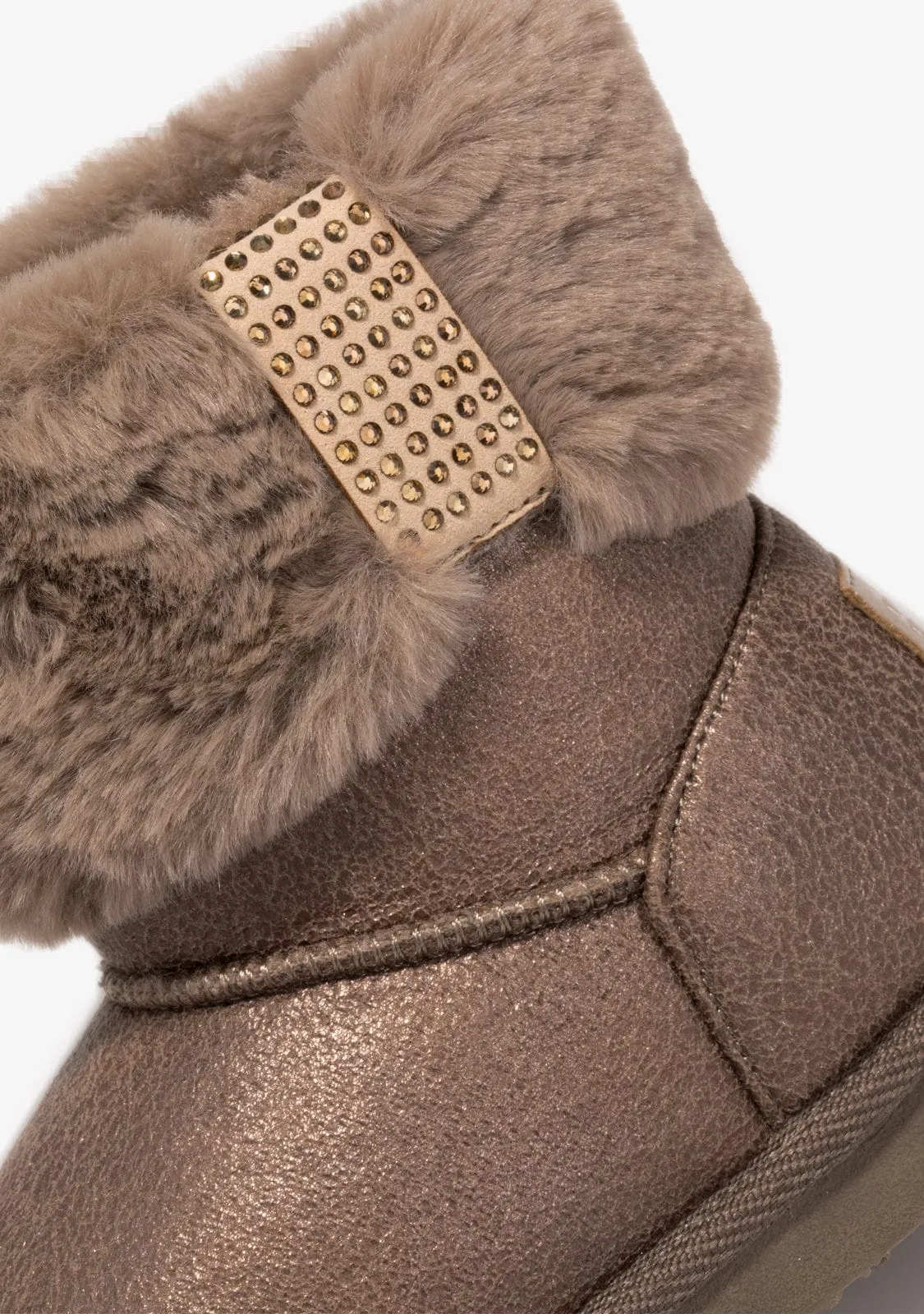 Bronze Strass Fur Australian Boots B&W