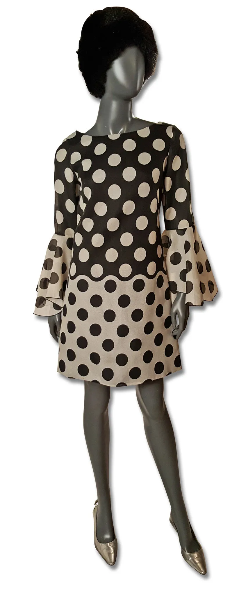 B/W 1960s Contrast Spot Dress