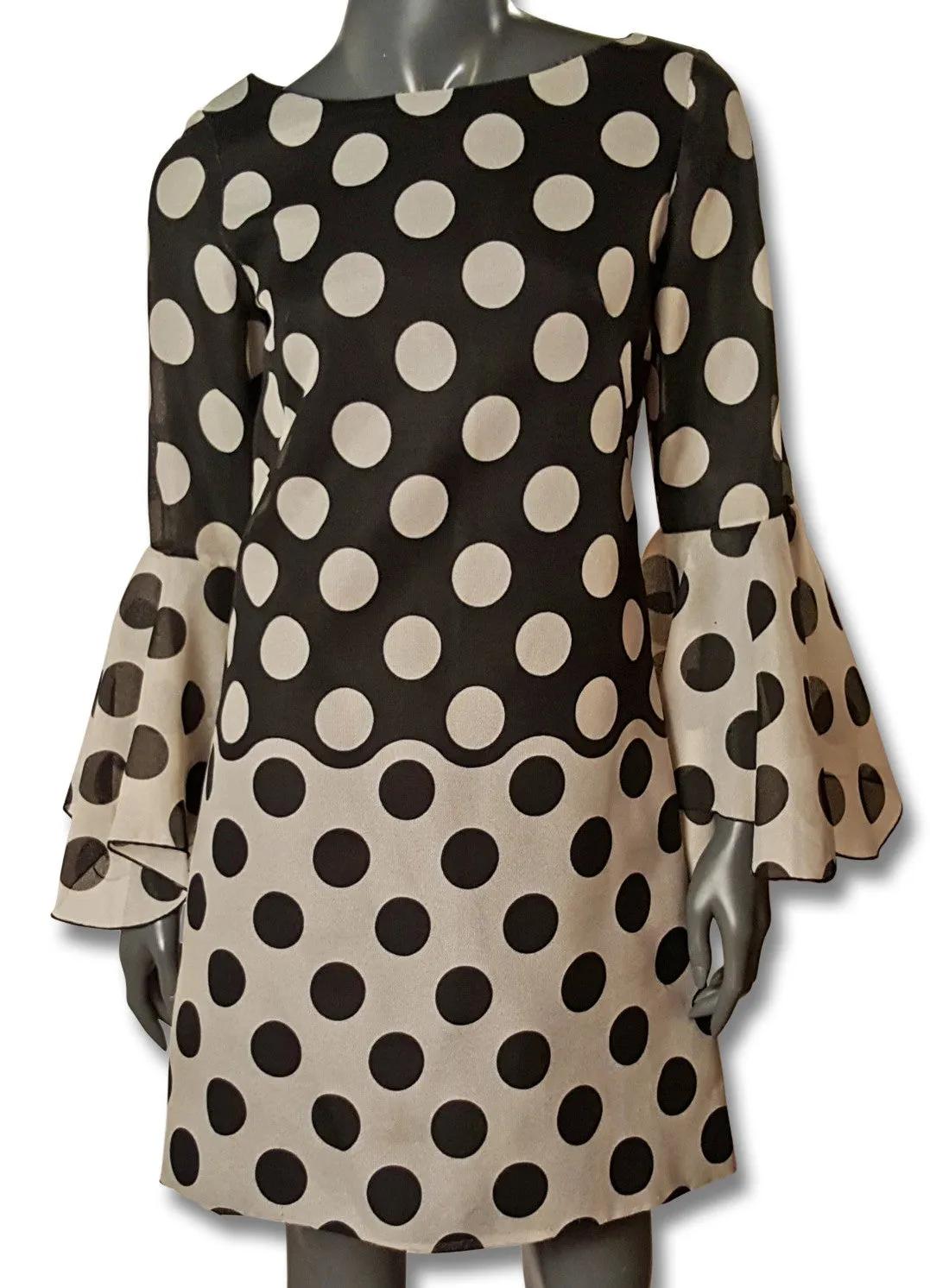 B/W 1960s Contrast Spot Dress