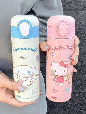 Cartoon Straw Vacuum Bottle 420ml