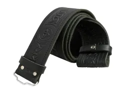 Celtic Twist Black Leather Kilt Belt