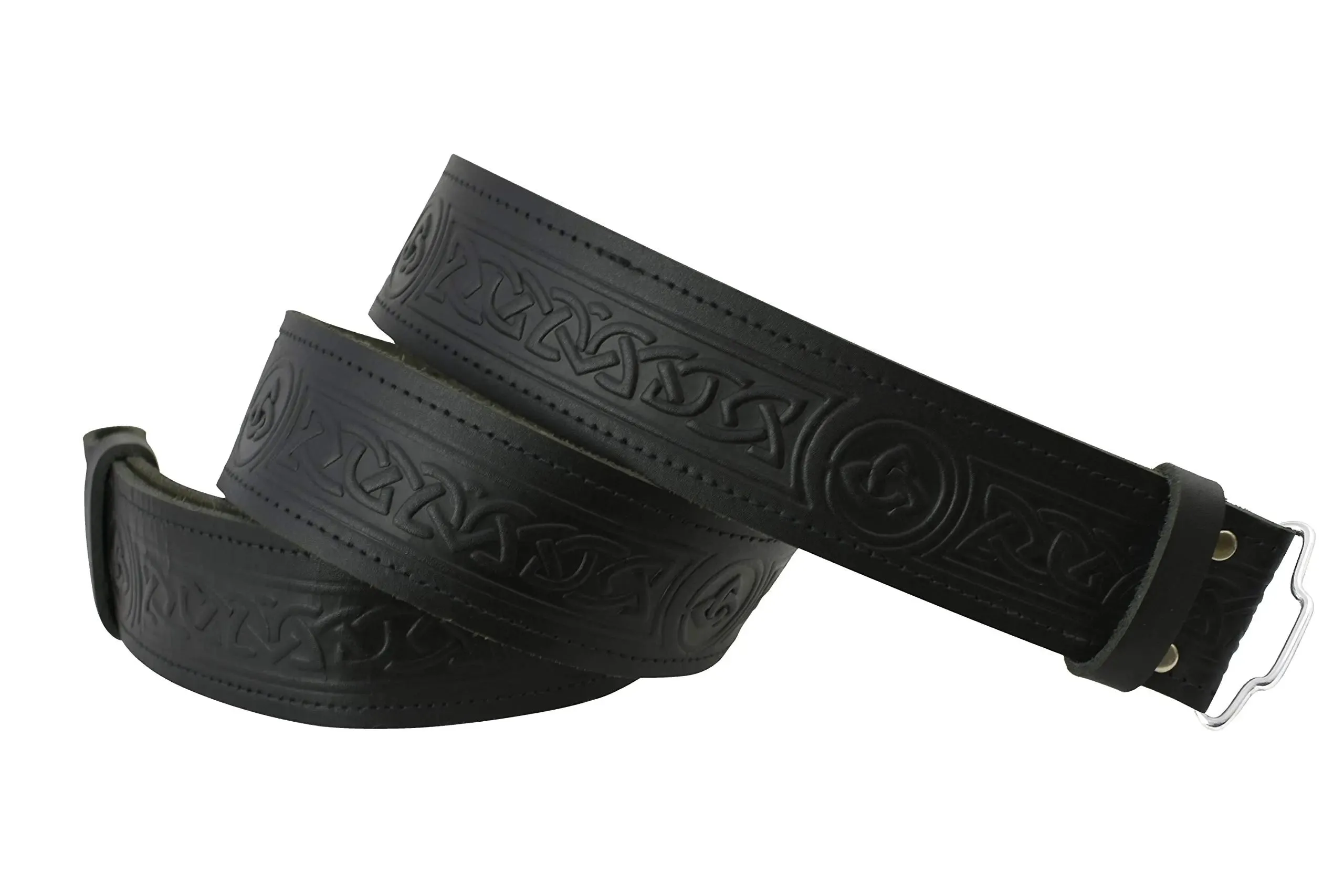 Celtic Twist Black Leather Kilt Belt