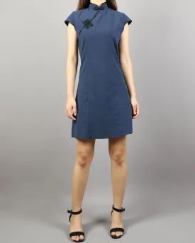 Cheongsam dress, Short sleeve dress, Linen dress, Chinese Vintage dress, Asian style lace dress, Modern Cheongsam, Qipao dress(Q1058)
