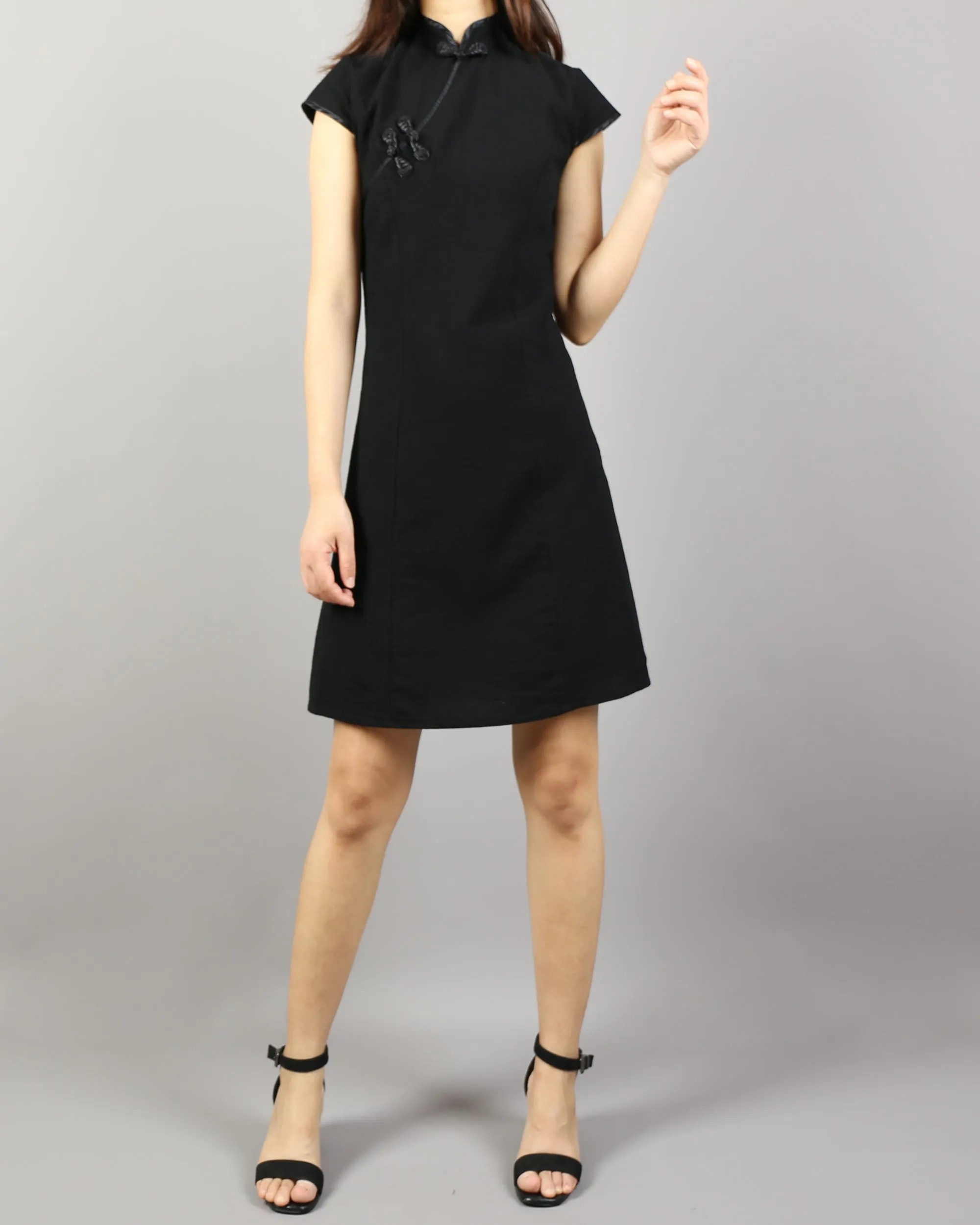 Cheongsam dress, Short sleeve dress, Linen dress, Chinese Vintage dress, Asian style lace dress, Modern Cheongsam, Qipao dress(Q1058)
