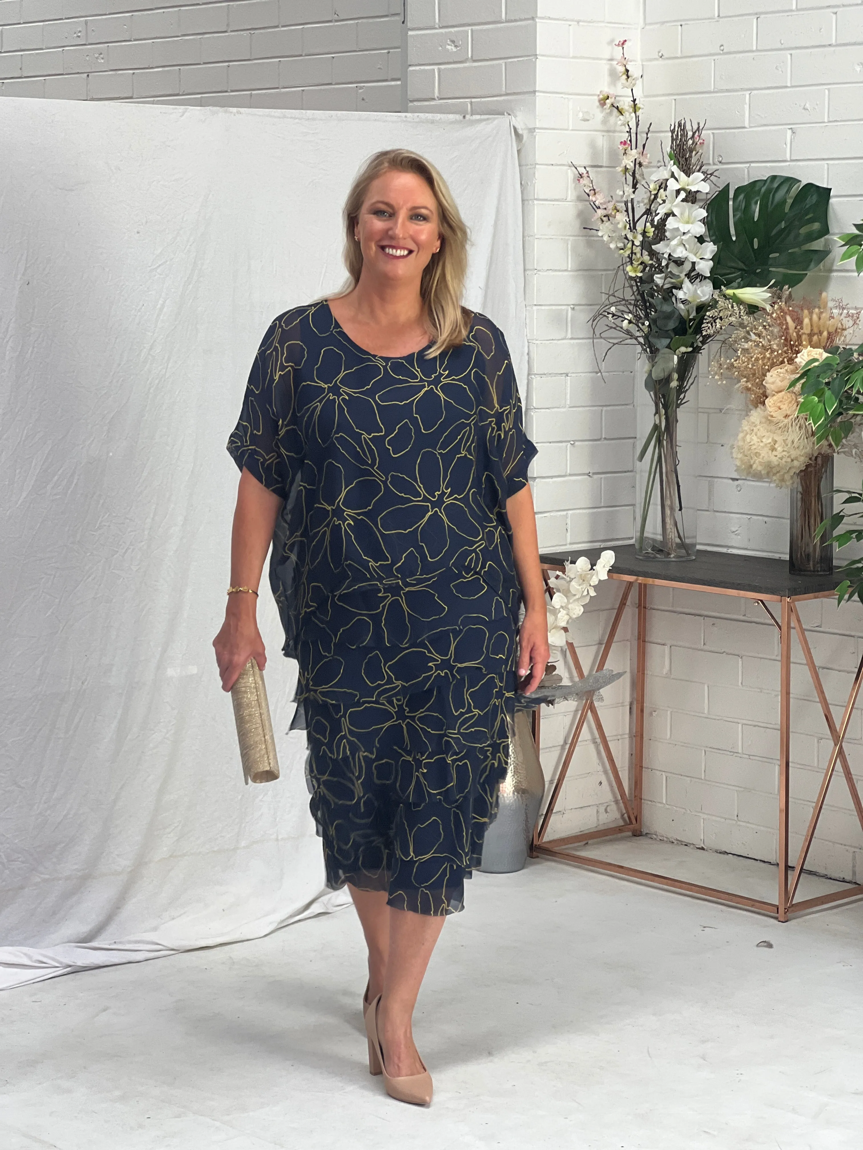 Clyde Deep Blue Silk Dress