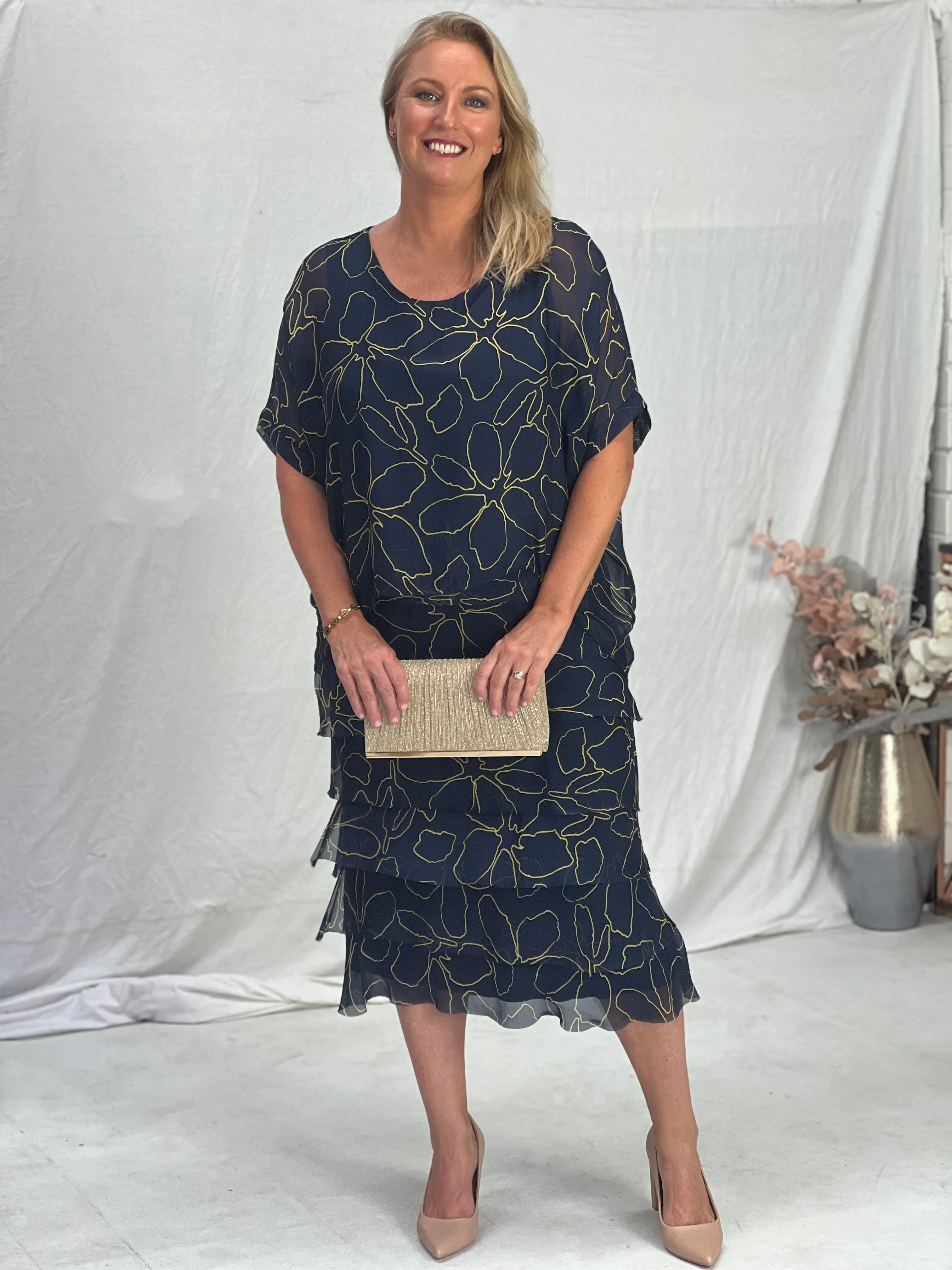 Clyde Deep Blue Silk Dress