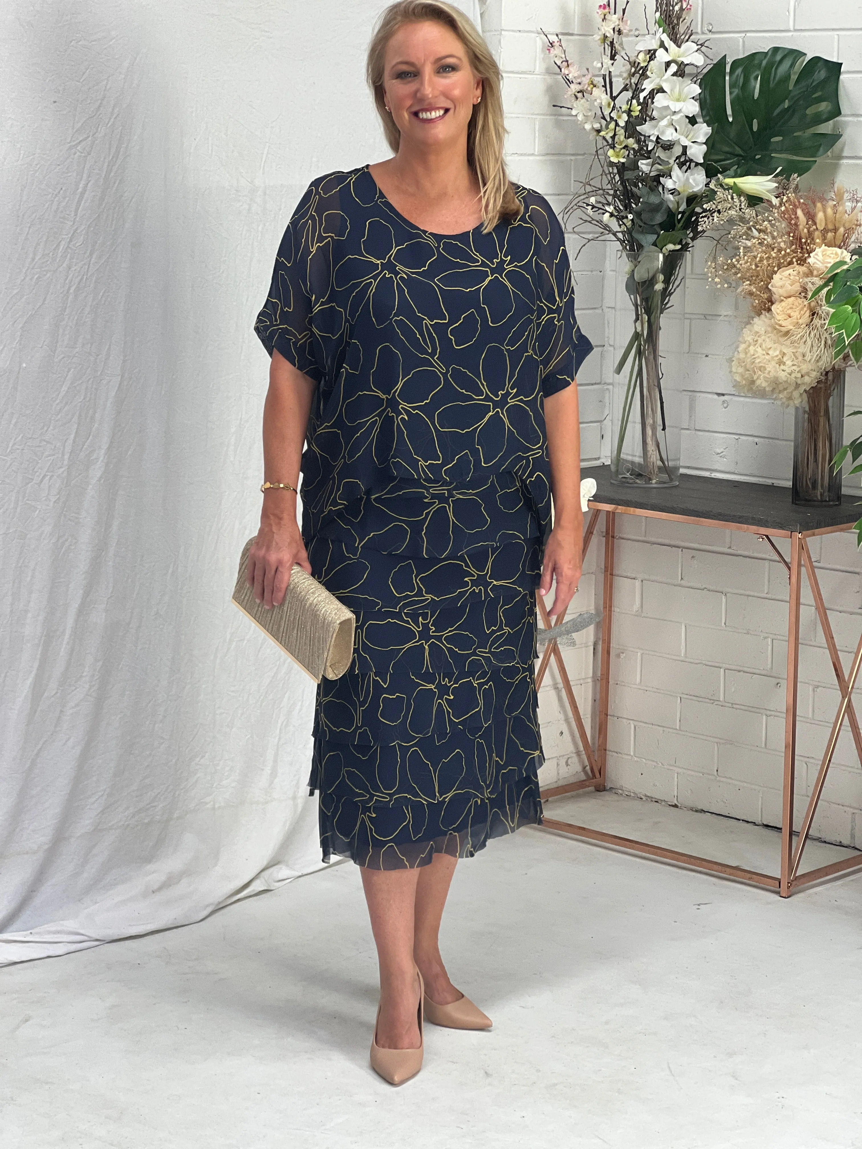 Clyde Deep Blue Silk Dress