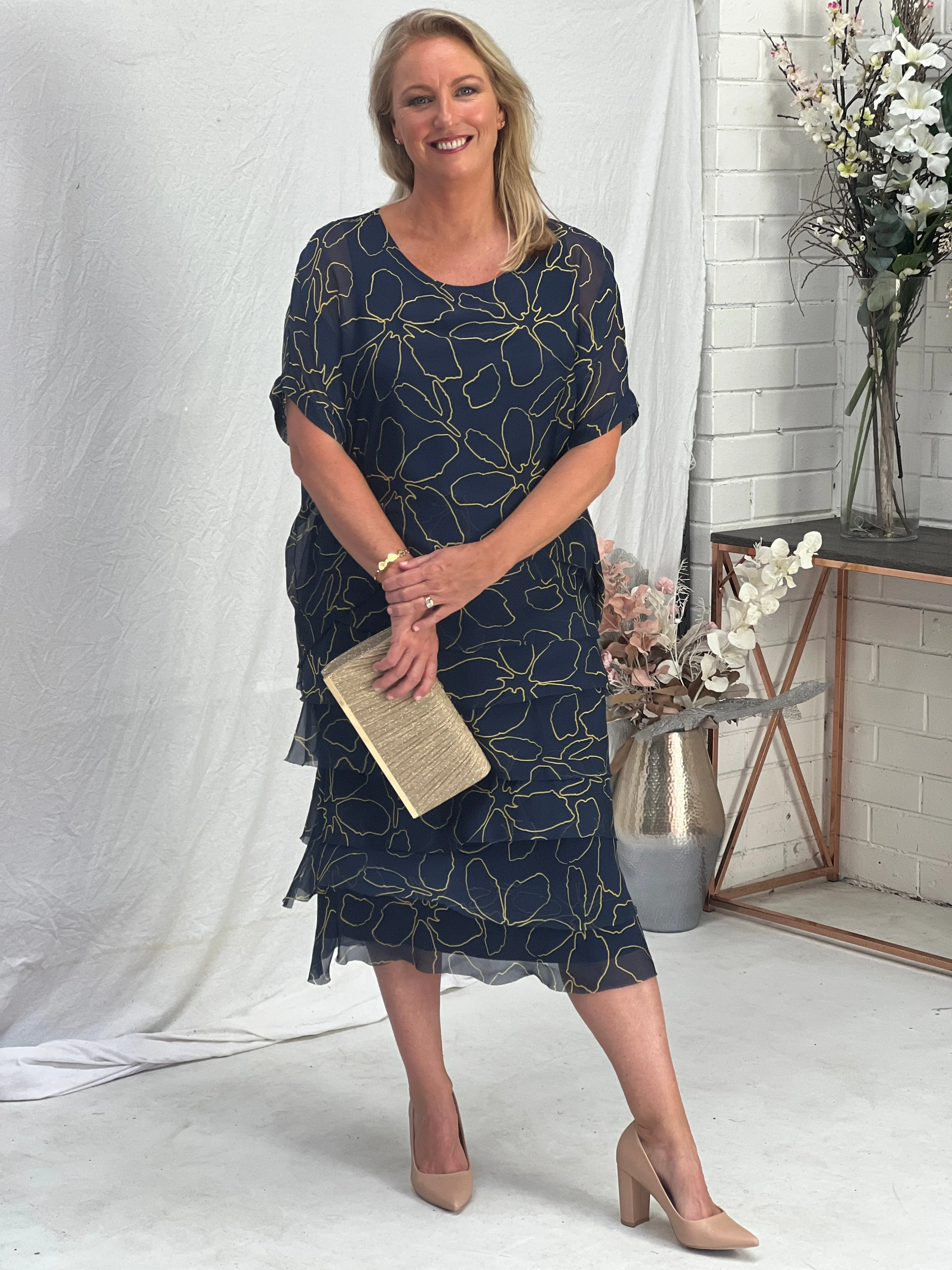 Clyde Deep Blue Silk Dress