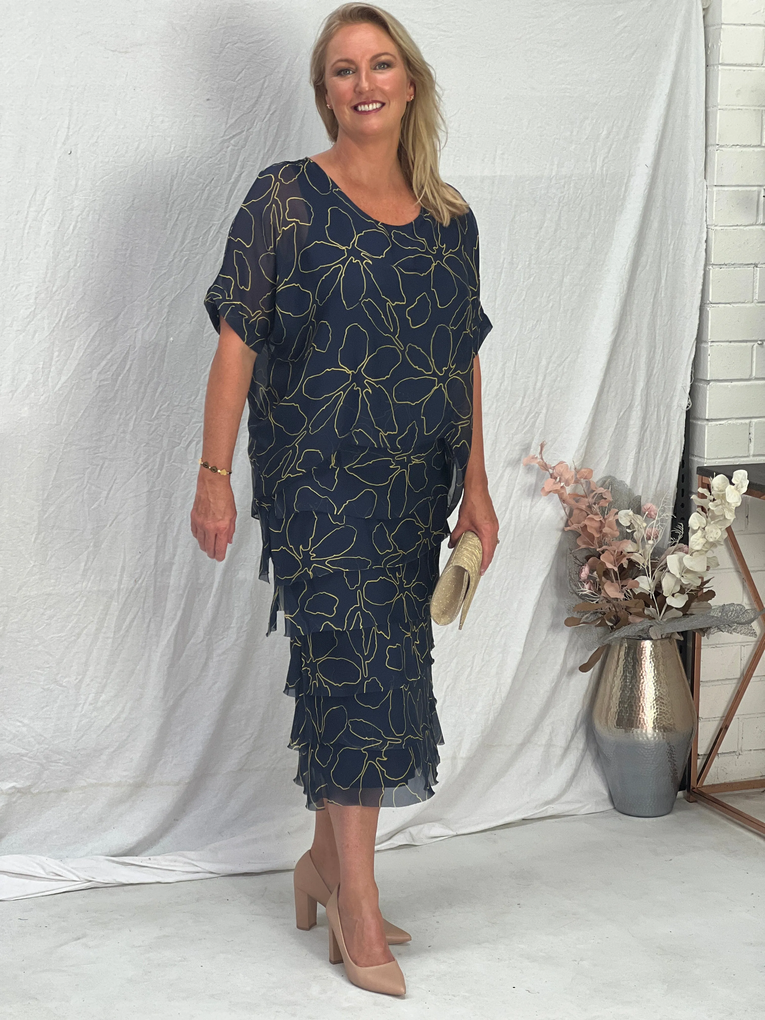 Clyde Deep Blue Silk Dress