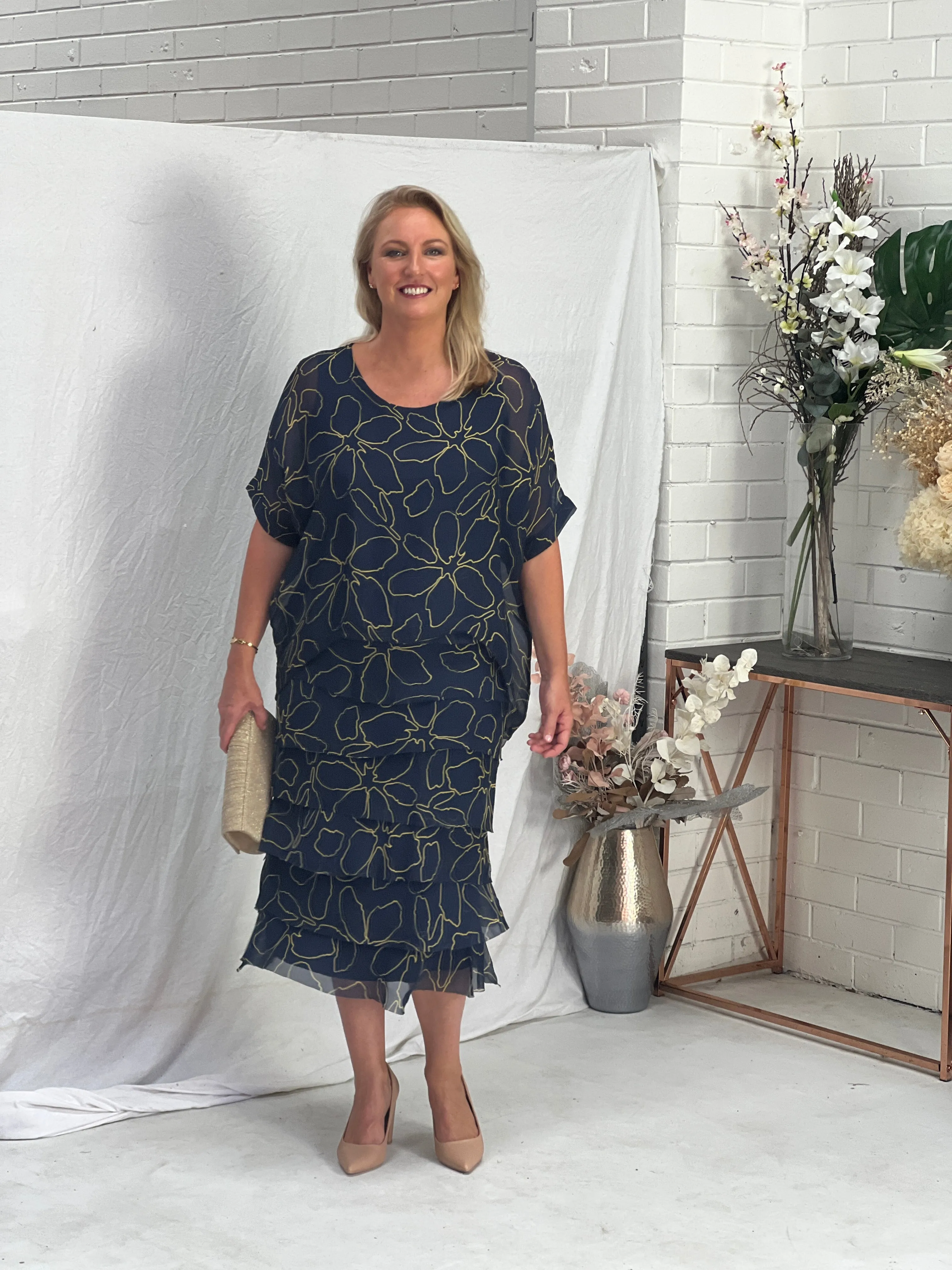 Clyde Deep Blue Silk Dress