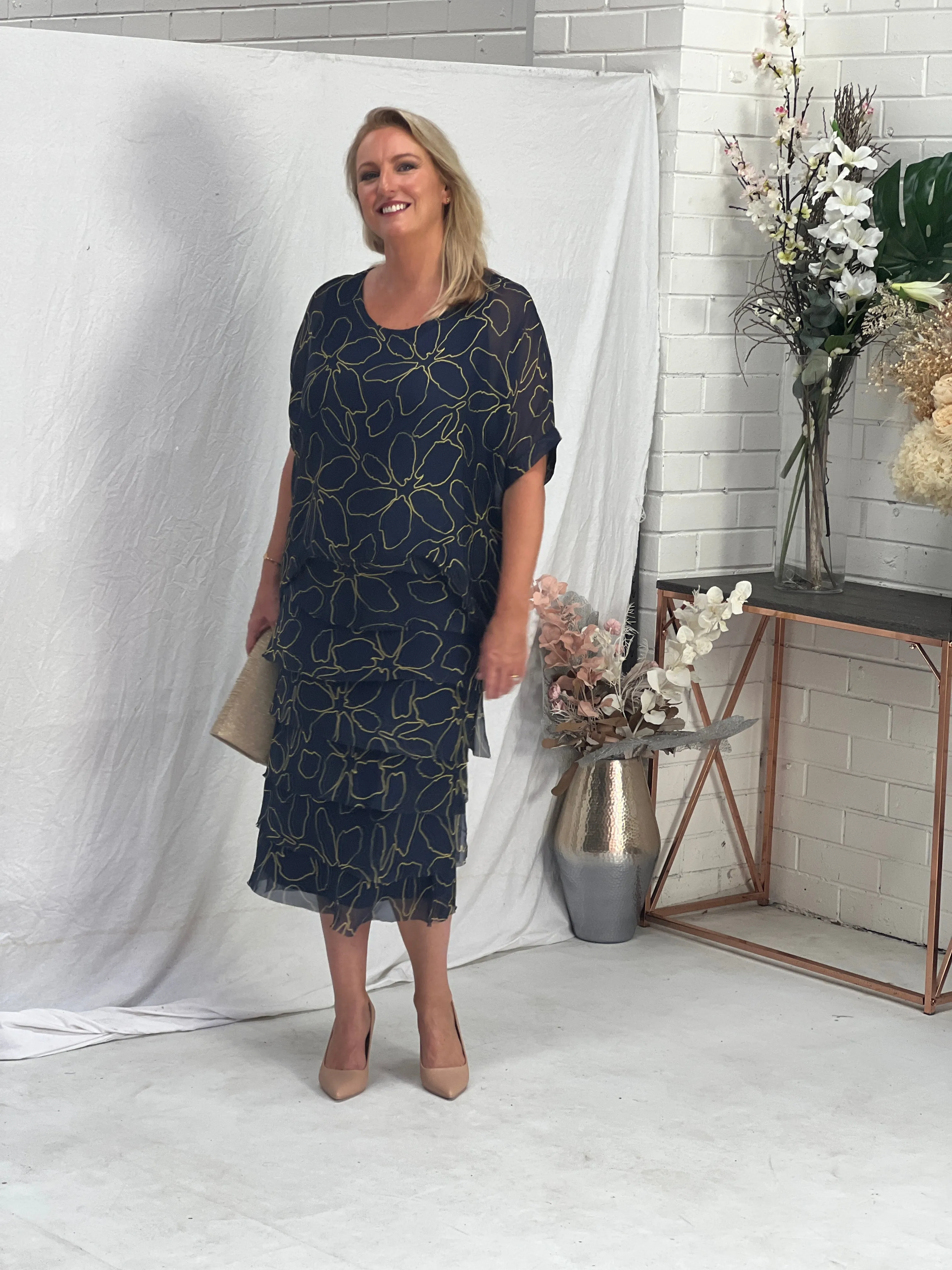 Clyde Deep Blue Silk Dress