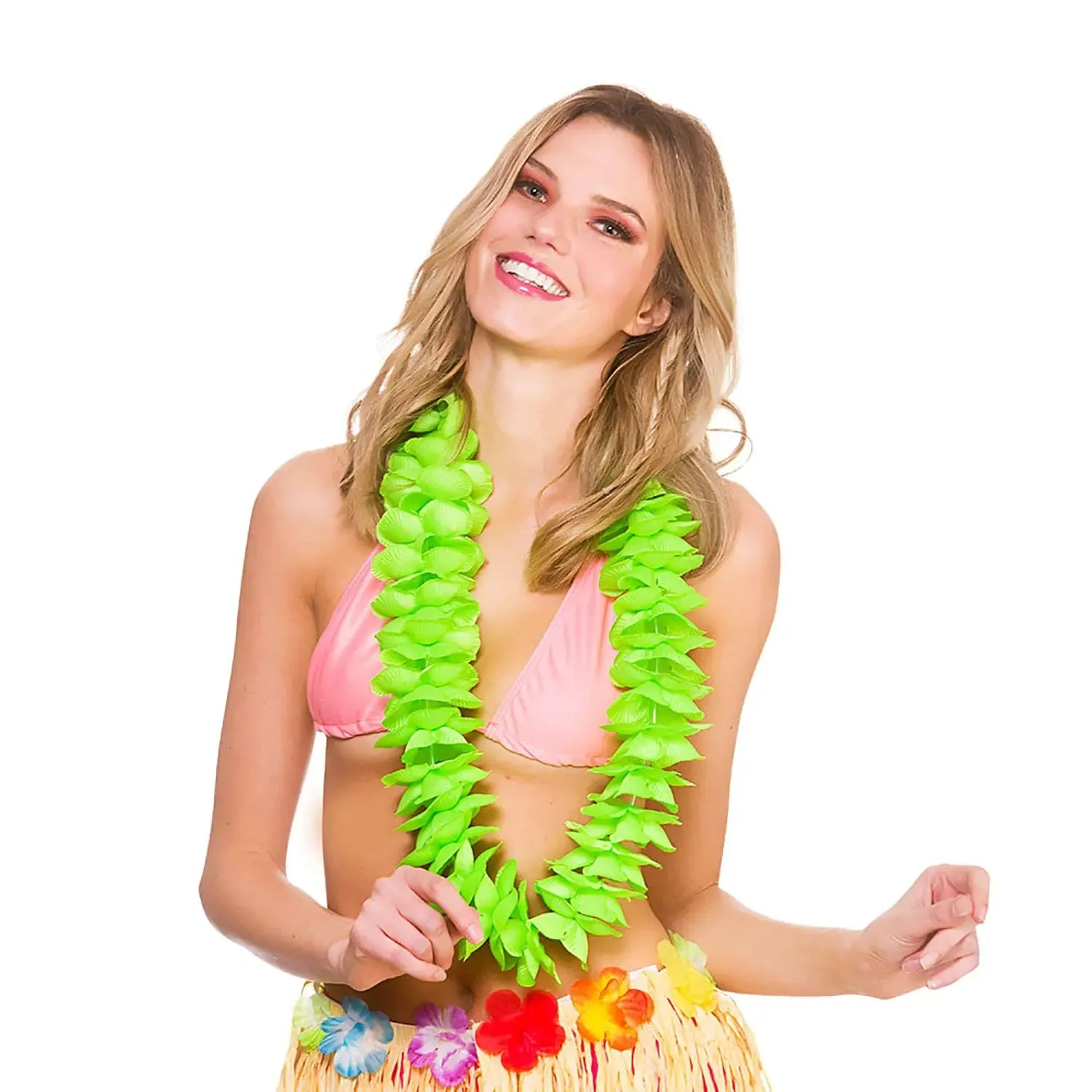 Deluxe Satin Flower Necklace Hawaiian Lei Garland 9cm Petals