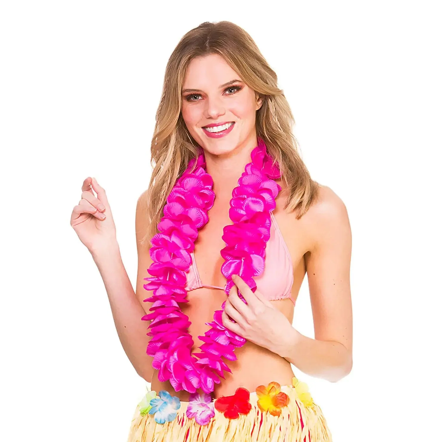 Deluxe Satin Flower Necklace Hawaiian Lei Garland 9cm Petals