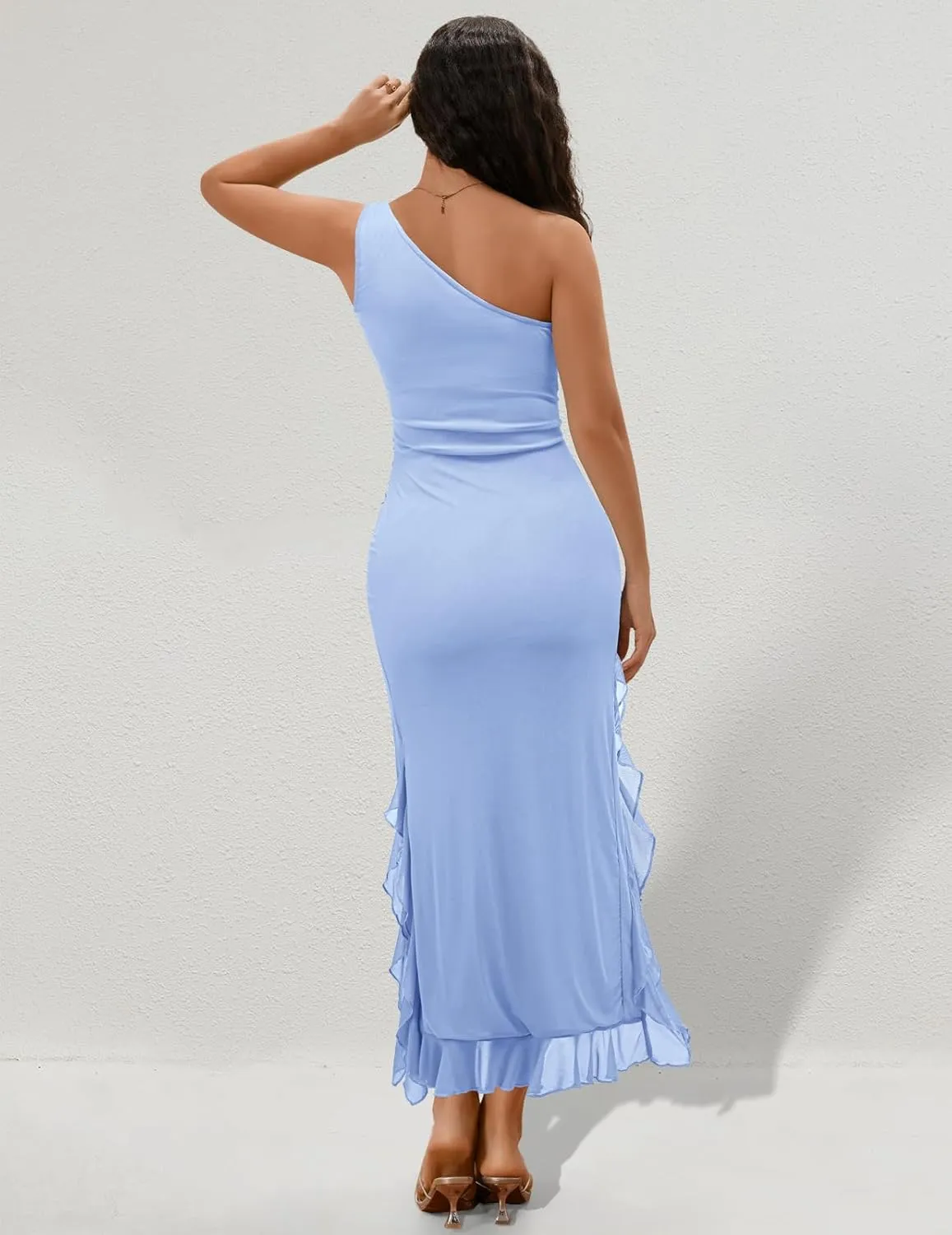 DRESSTELLS Women's Summer Maxi Bodycon Floral Tie Dye Mesh Wedding Guest Club Party Long Split Dresses 2025